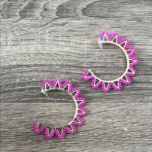 Pink Beaded Hoop Earrings
